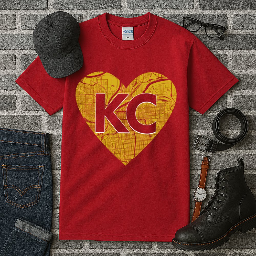 Love Kansas City Football Fan City Map Tall T-Shirt