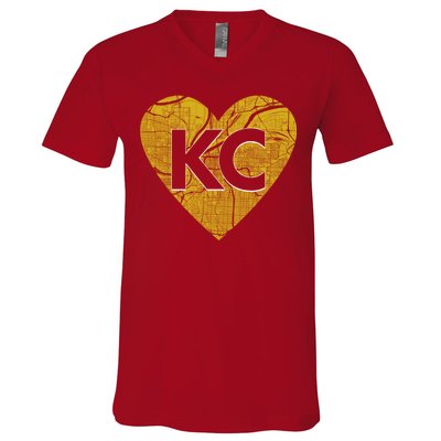 Love Kansas City Football Fan City Map V-Neck T-Shirt