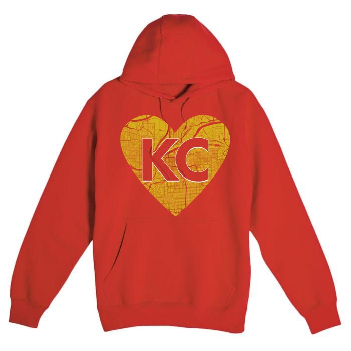 Love Kansas City Football Fan City Map Premium Pullover Hoodie