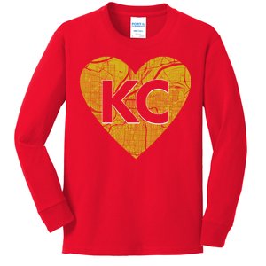 Love Kansas City Football Fan City Map Kids Long Sleeve Shirt