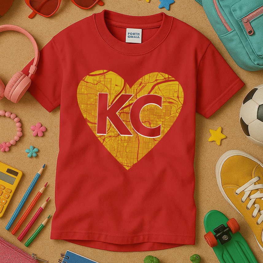 Love Kansas City Football Fan City Map Kids T-Shirt