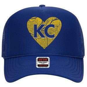 Love Kansas City Football Fan City Map High Crown Mesh Back Trucker Hat