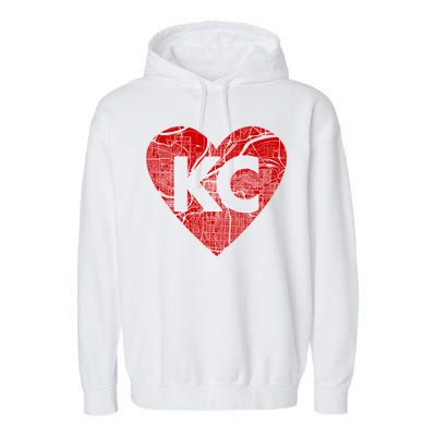 Love Kansas City Football Fan City Map Garment-Dyed Fleece Hoodie