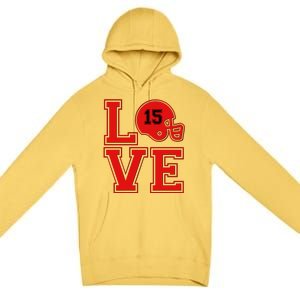 Love Kansas City KC Football No15 Mahomes Fan Premium Pullover Hoodie