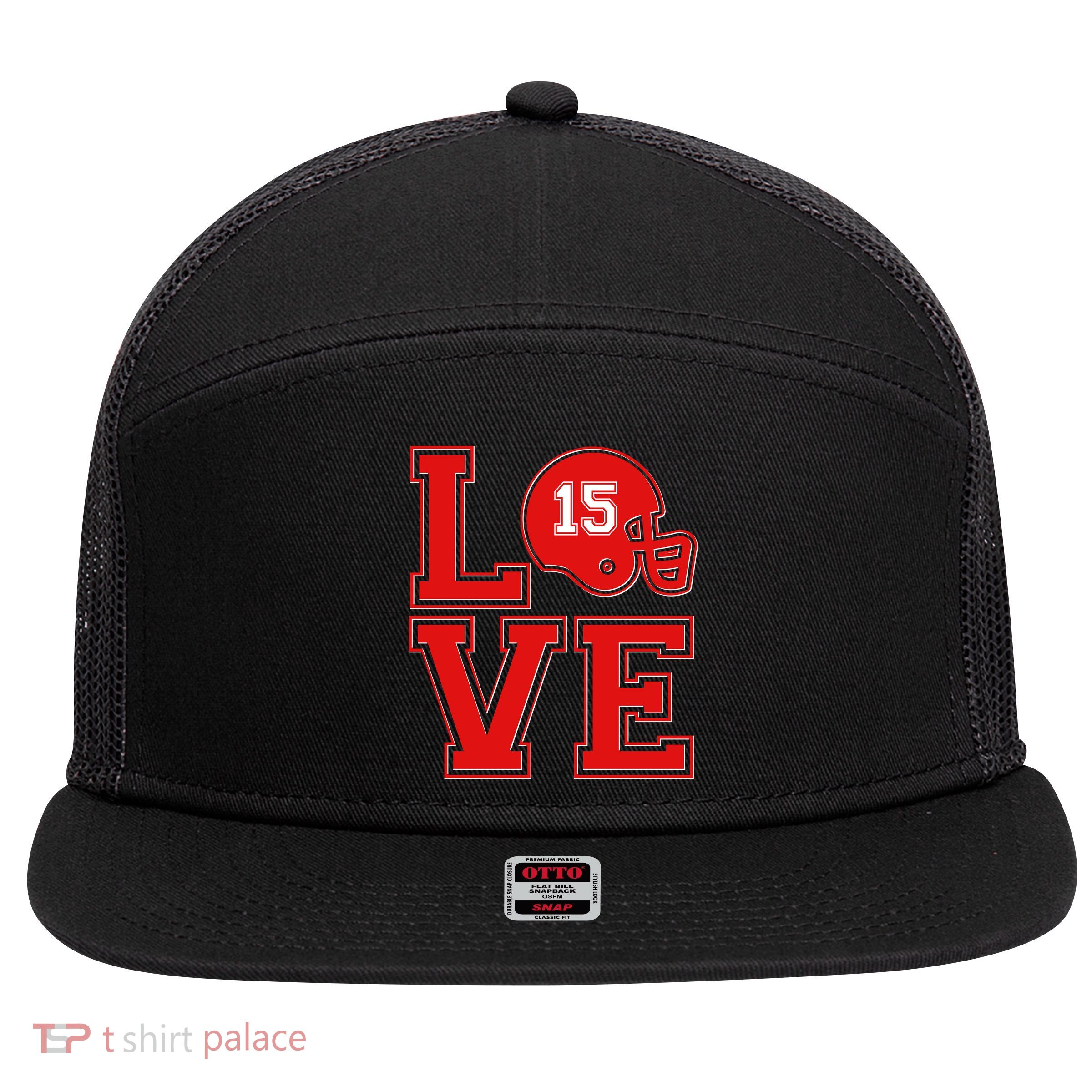 Love Kansas City KC Football No15 Mahomes Fan 7 Panel Mesh Trucker Snapback Hat