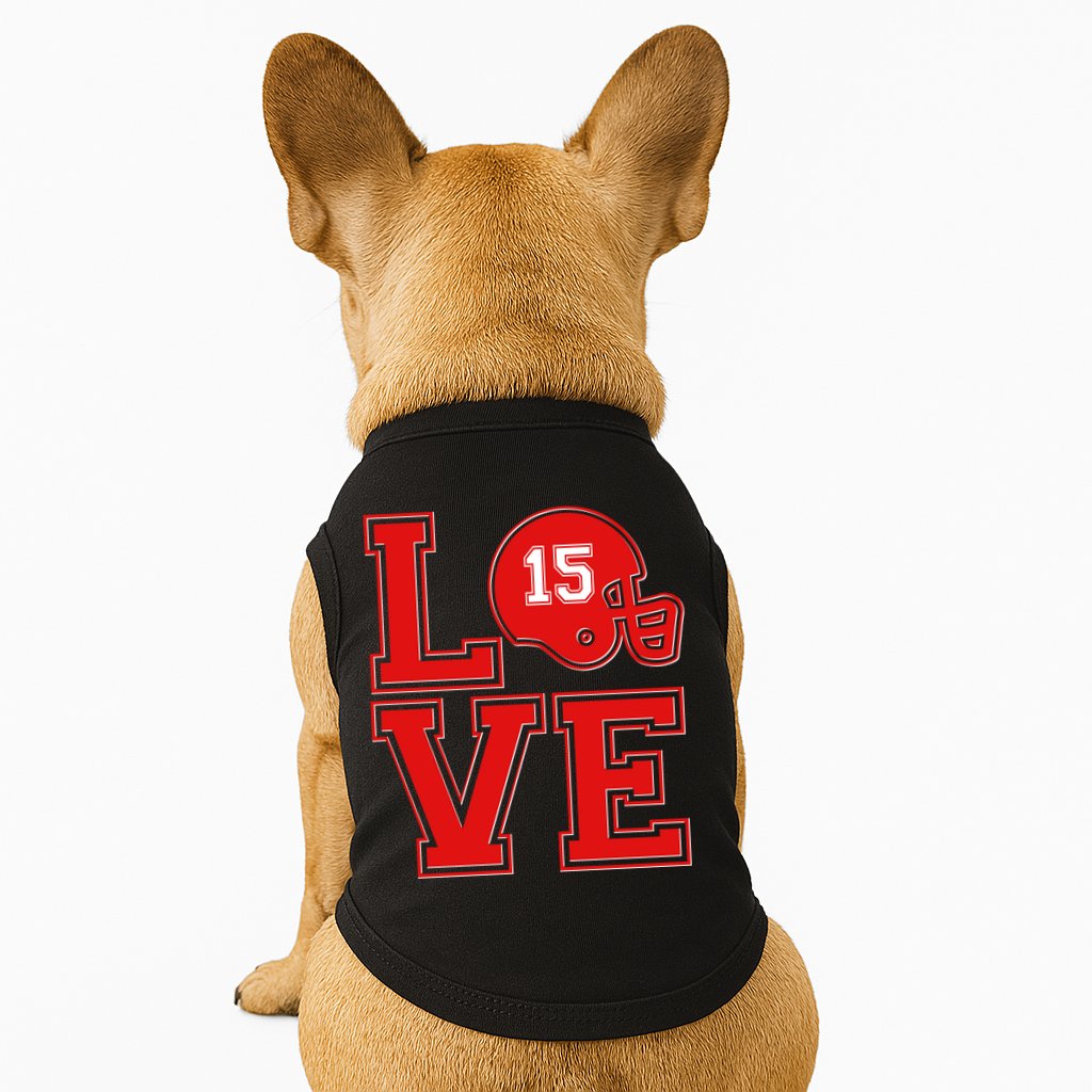 Love Kansas City KC Football No15 Mahomes Fan Doggie Tank