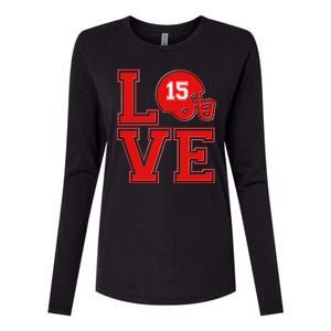 Love Kansas City KC Football No15 Mahomes Fan Womens Cotton Relaxed Long Sleeve T-Shirt