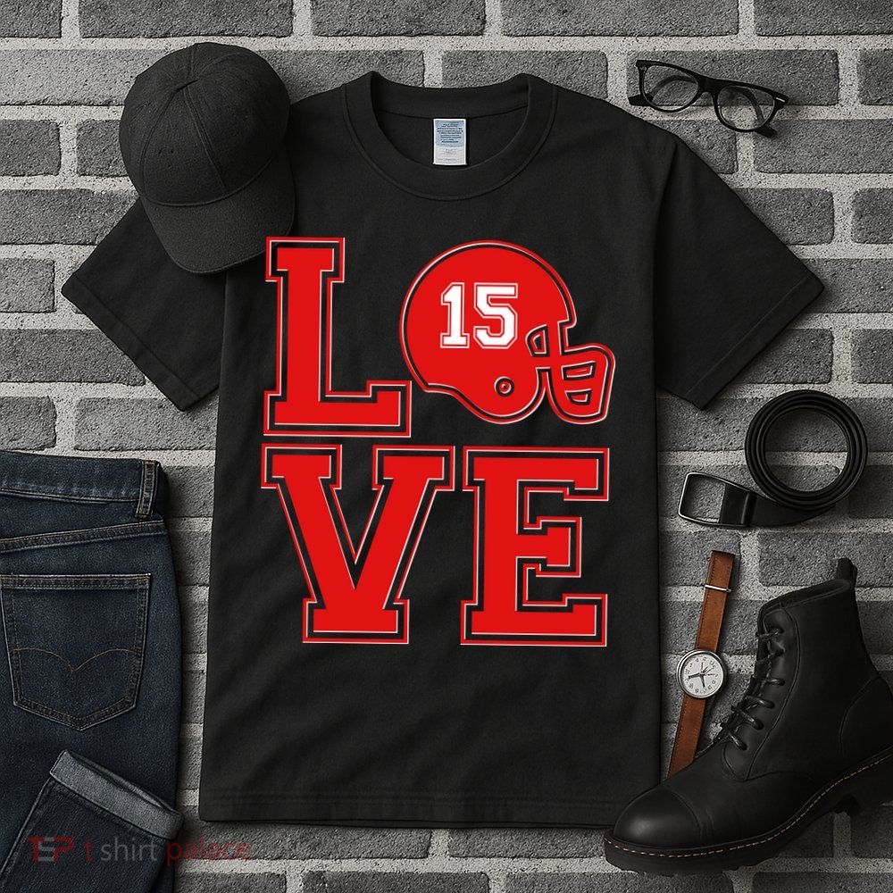 Love Kansas City KC Football No15 Mahomes Fan Tall T-Shirt