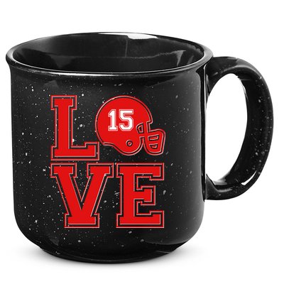 Love Kansas City KC Football No15 Mahomes Fan 15oz Campfire Ceramic Mug