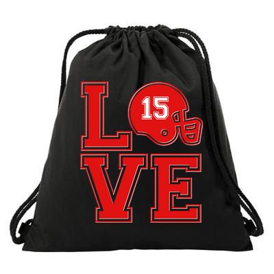 Love Kansas City KC Football No15 Mahomes Fan Drawstring Bag