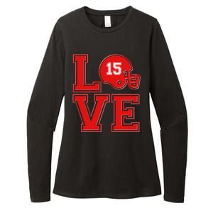 Love Kansas City KC Football No15 Mahomes Fan Womens CVC Long Sleeve Shirt