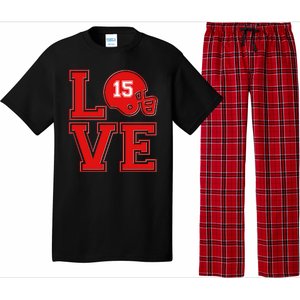 Love Kansas City KC Football No15 Mahomes Fan Pajama Set