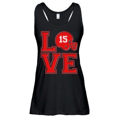 Love Kansas City KC Football No15 Mahomes Fan Ladies Essential Flowy Tank