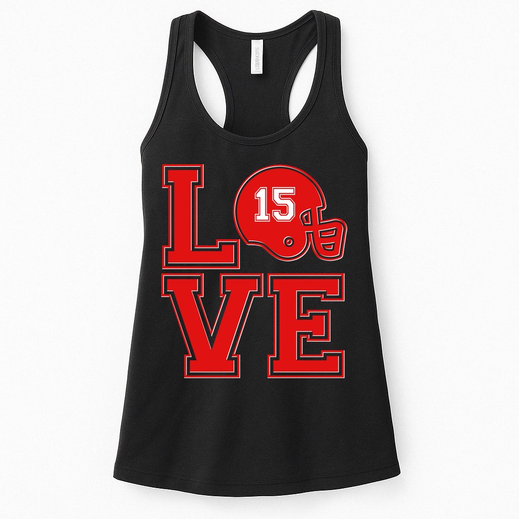 Love Kansas City KC Football No15 Mahomes Fan Womens Tank Top