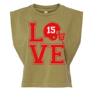 Love Kansas City KC Football No15 Mahomes Fan Garment-Dyed Women's Muscle Tee