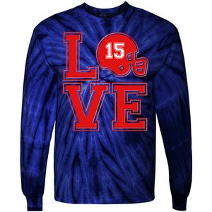 Love Kansas City KC Football No15 Mahomes Fan Tie-Dye Long Sleeve Shirt