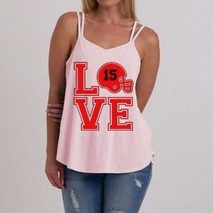 Love Kansas City KC Football No15 Mahomes Fan Women's Strappy Tank