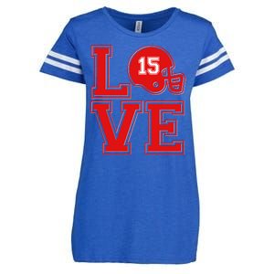 Love Kansas City KC Football No15 Mahomes Fan Enza Ladies Jersey Football T-Shirt