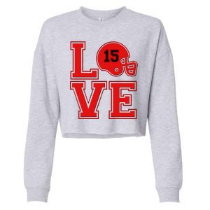 Love Kansas City KC Football No15 Mahomes Fan Cropped Pullover Crew