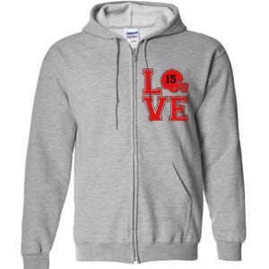 Love Kansas City KC Football No15 Mahomes Fan Full Zip Hoodie