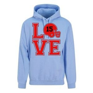 Love Kansas City KC Football No15 Mahomes Fan Unisex Surf Hoodie