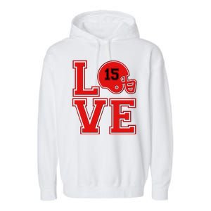 Love Kansas City KC Football No15 Mahomes Fan Garment-Dyed Fleece Hoodie