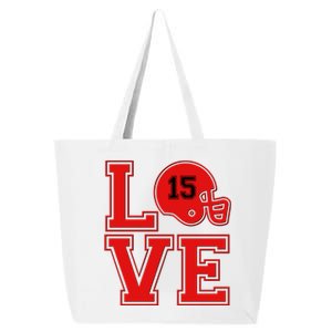 Love Kansas City KC Football No15 Mahomes Fan 25L Jumbo Tote