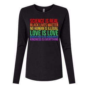 Love Kindness Science Black Lives LGBT Equality Womens Cotton Relaxed Long Sleeve T-Shirt