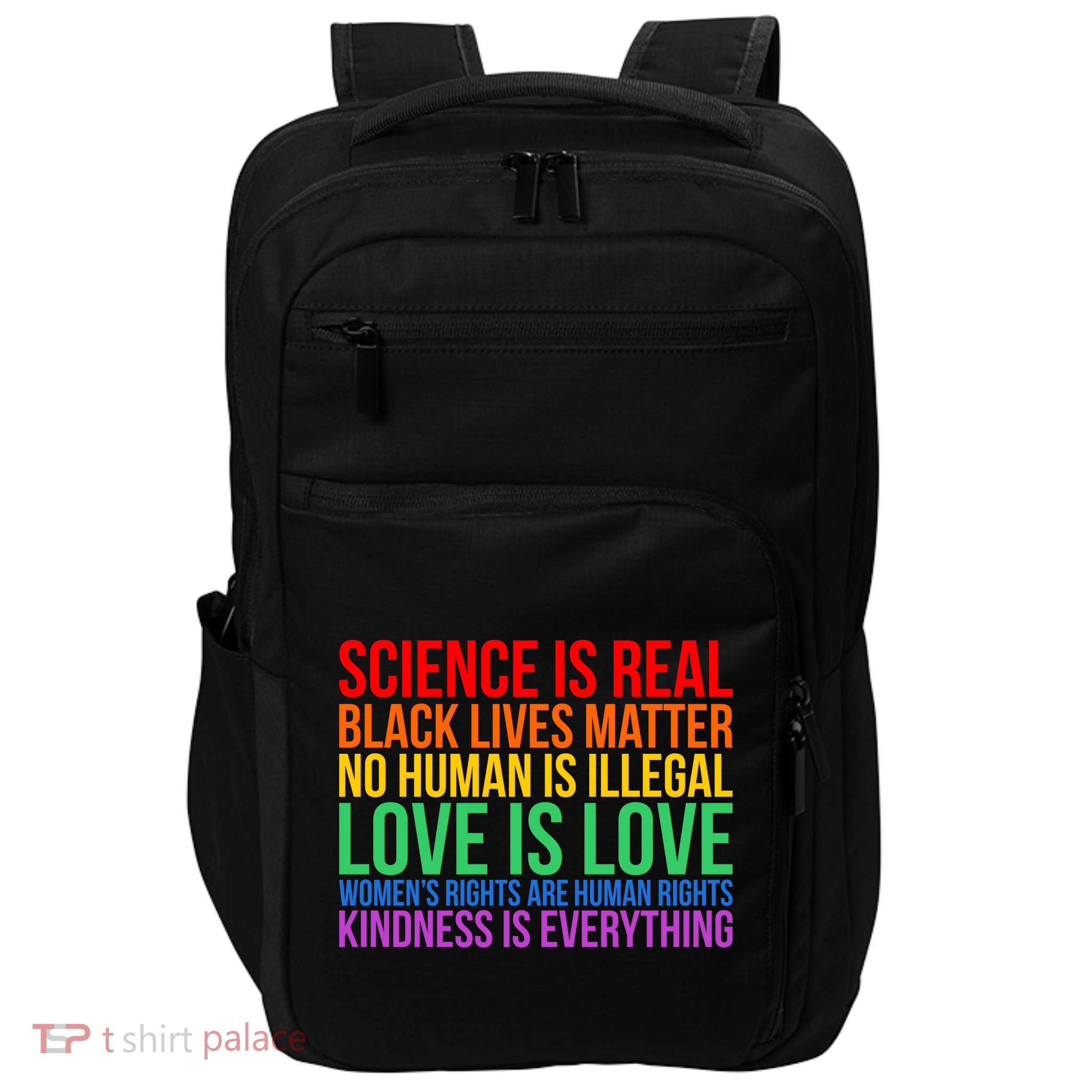 Love Kindness Science Black Lives LGBT Equality Impact Tech Backpack