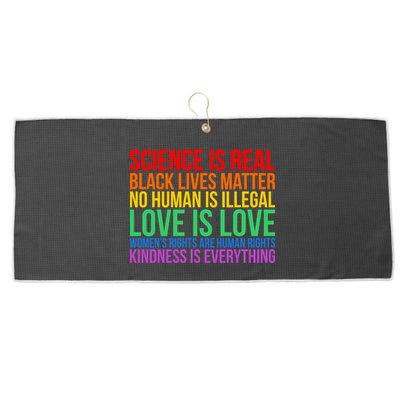 Love Kindness Science Black Lives LGBT Equality Large Microfiber Waffle Golf Towel