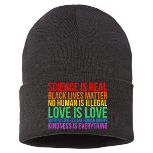 Love Kindness Science Black Lives LGBT Equality Sustainable Knit Beanie