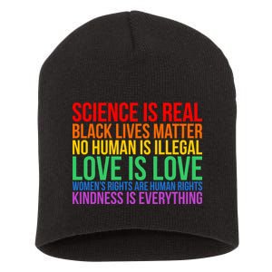 Love Kindness Science Black Lives LGBT Equality Short Acrylic Beanie