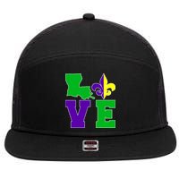 Love Mardi Gras Louisiana 7 Panel Mesh Trucker Snapback Hat