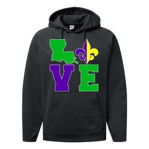 Love Mardi Gras Louisiana Performance Fleece Hoodie