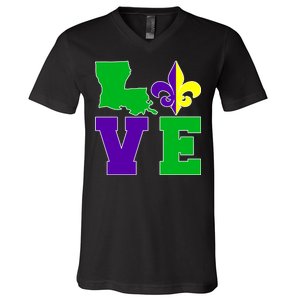 Love Mardi Gras Louisiana V-Neck T-Shirt