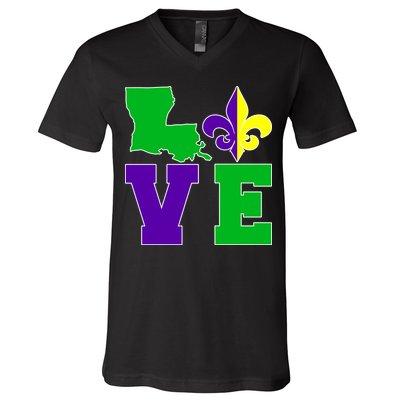 Love Mardi Gras Louisiana V-Neck T-Shirt