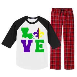 Love Mardi Gras Louisiana Raglan Sleeve Pajama Set