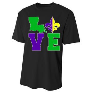 Love Mardi Gras Louisiana Performance Sprint T-Shirt