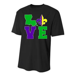 Love Mardi Gras Louisiana Youth Performance Sprint T-Shirt