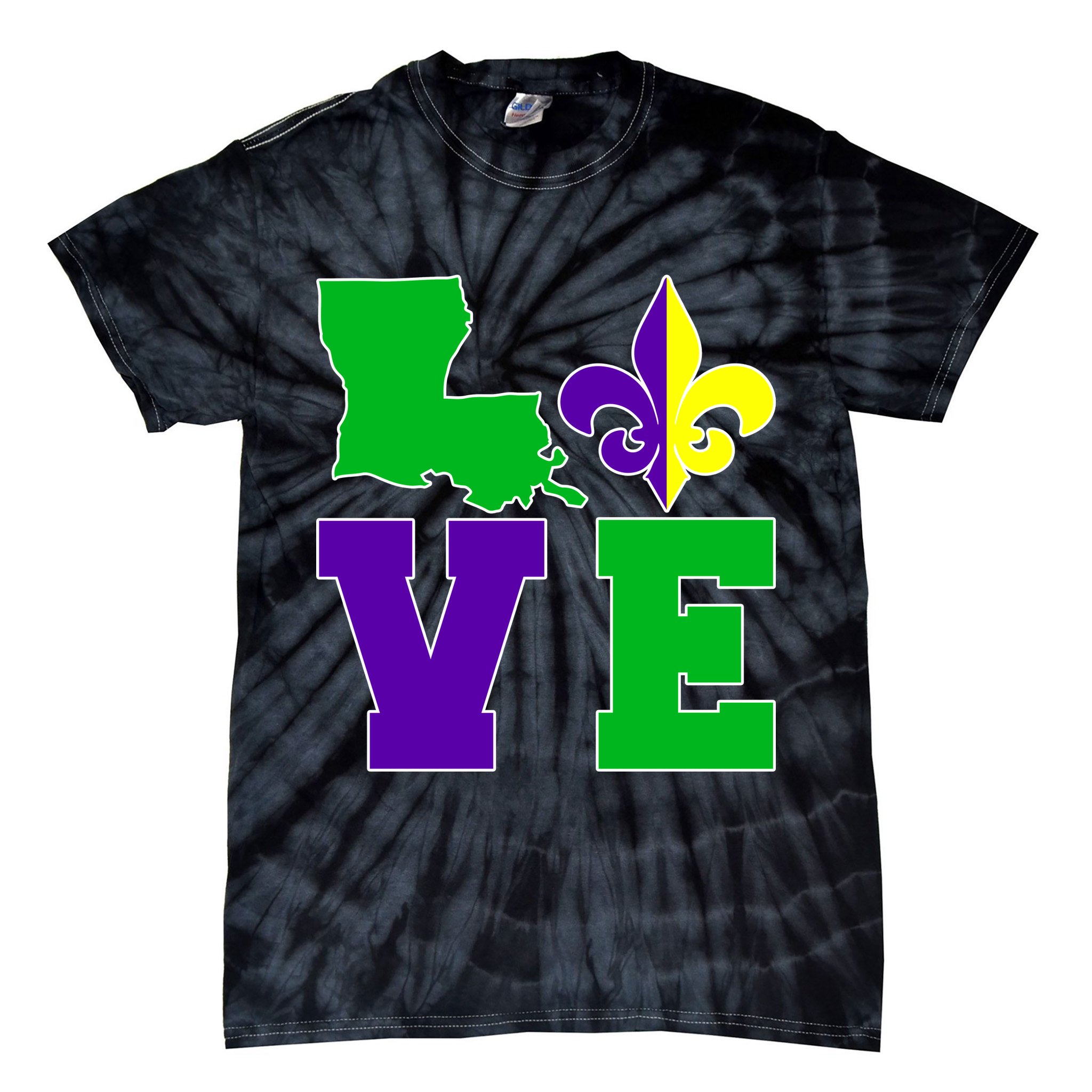 Love Mardi Gras Louisiana Tie-Dye T-Shirt