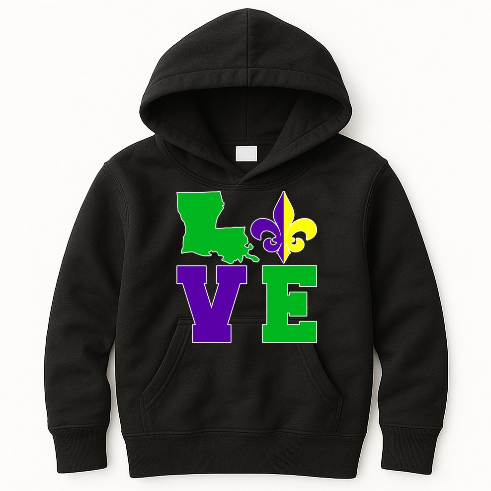 Love Mardi Gras Louisiana Kids Hoodie