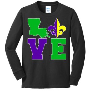 Love Mardi Gras Louisiana Kids Long Sleeve Shirt