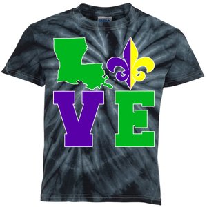 Love Mardi Gras Louisiana Kids Tie-Dye T-Shirt