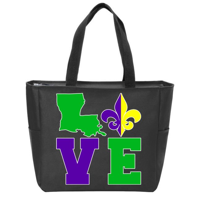 Love Mardi Gras Louisiana Zip Tote Bag
