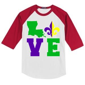 Love Mardi Gras Louisiana Kids Colorblock Raglan Jersey