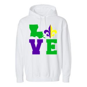 Love Mardi Gras Louisiana Garment-Dyed Fleece Hoodie