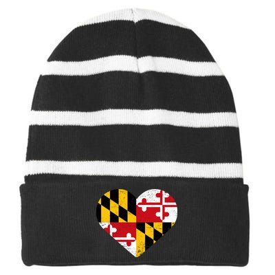 Love Maryland Striped Beanie with Solid Band