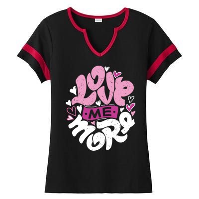 Love Me More Cute Hearts Ladies Halftime Notch Neck Tee