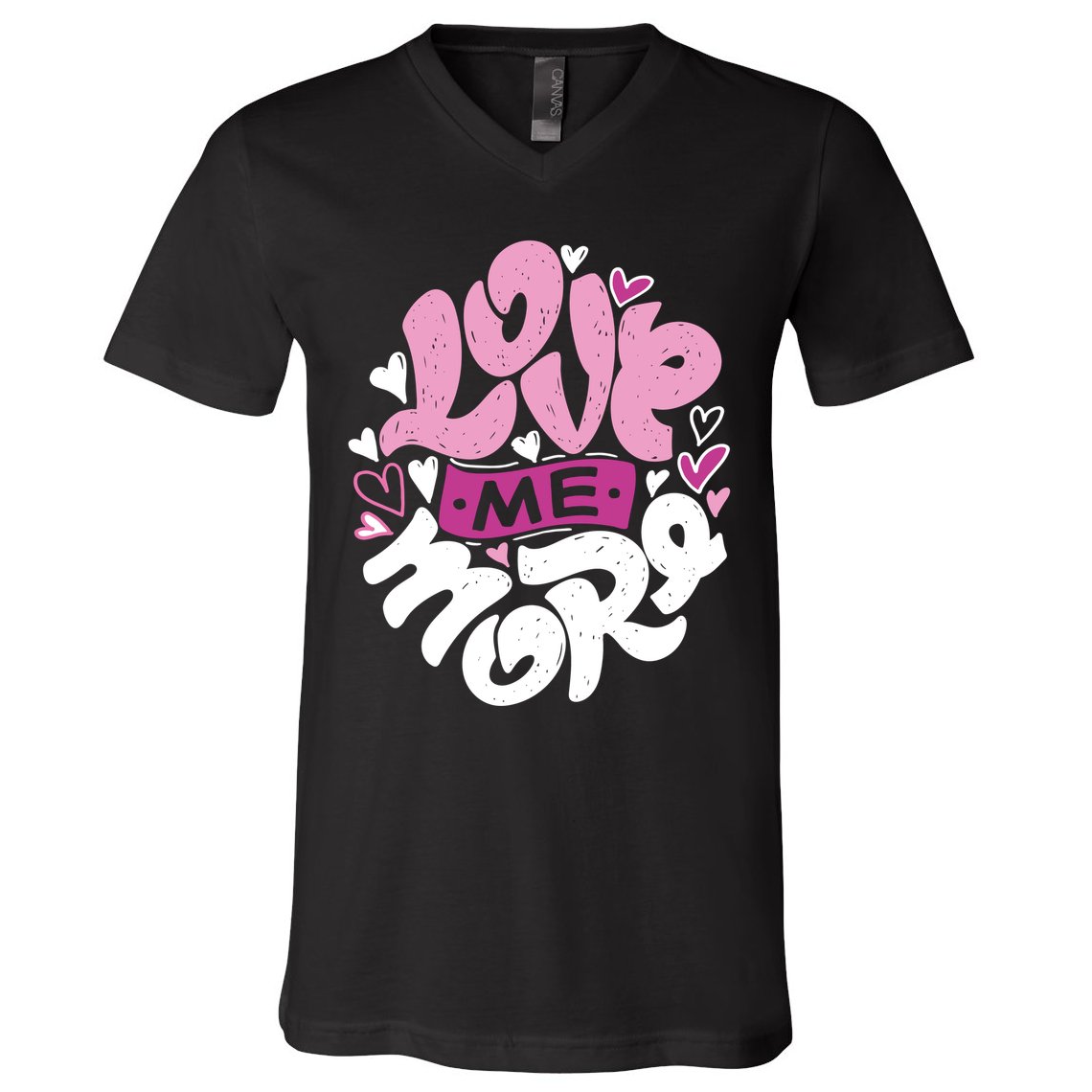 Love Me More Cute Hearts V-Neck T-Shirt