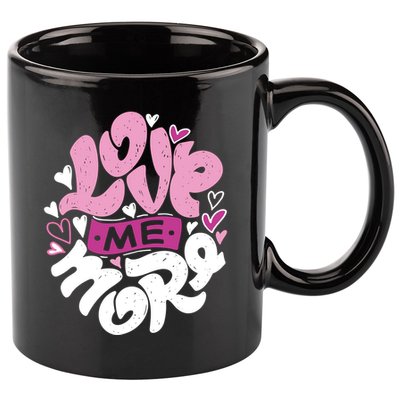 Love Me More Cute Hearts 11oz C Handle Ceramic Mug